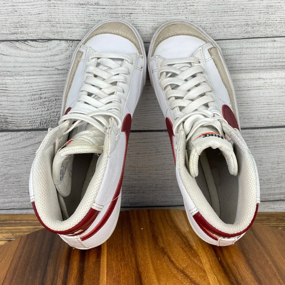 Nike Blazer Mid 77 White Team Red Burgundy Sneaker DA4086-102 Women’s Size 7.5